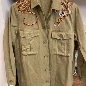 Embellished Green Utility Jacket